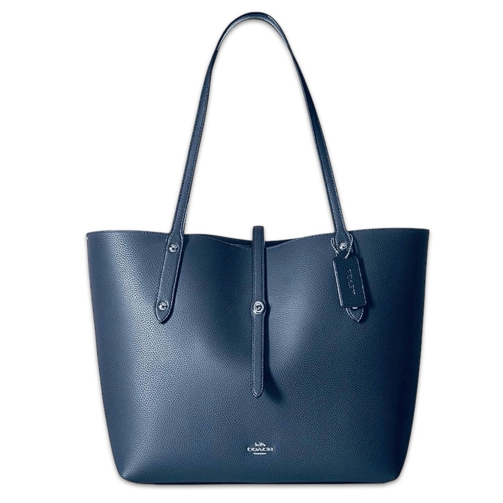 Coach Navy Blue Leather Tote Bag